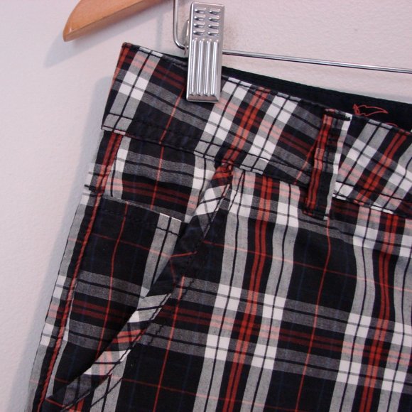 Plaid  Shorts Mens Navy White Plaid Flat Front Shorts Size 32 - Picture 5 of 11